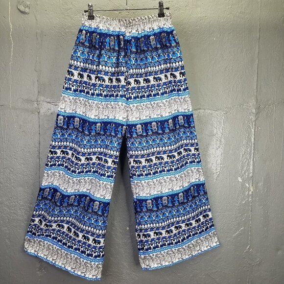 Palazzo Pants Women's Small Elephant Indian Block Print Wide Leg Hippie Boho - Picture 6 of 14